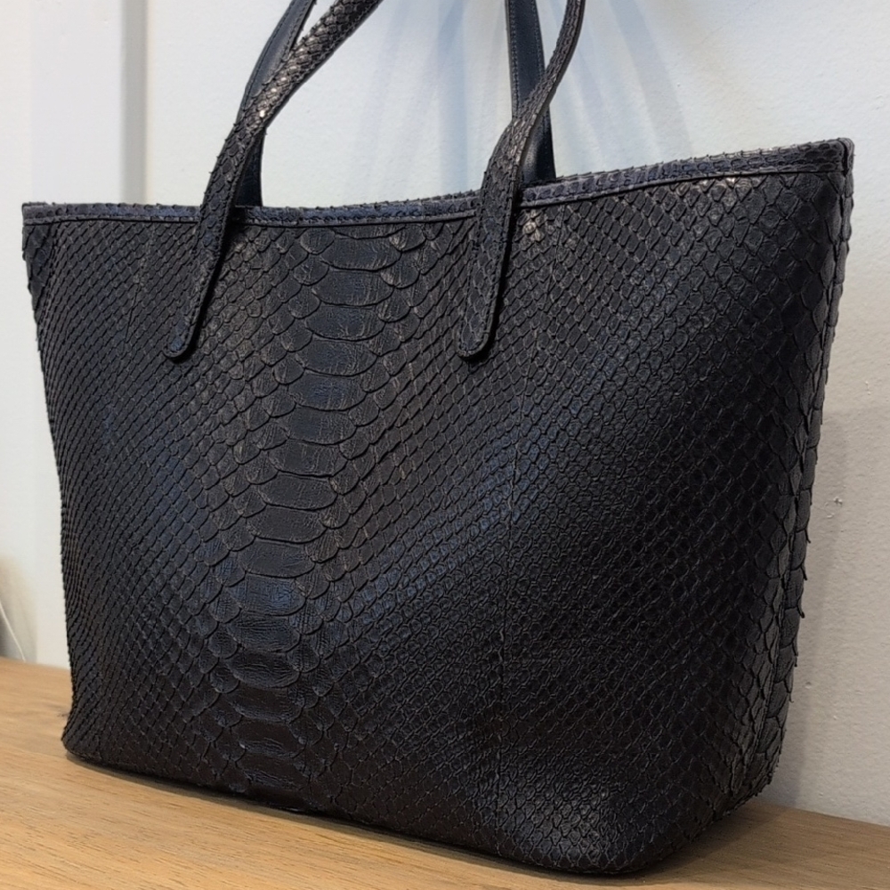 Silvano Biagini Python Bag & Matching Clutch Navy Blue - Picture 10 of 16